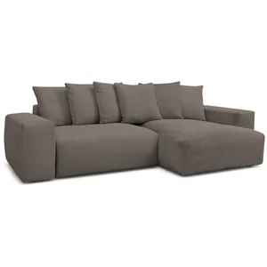 Canapé d'angle réversible VOLTAIRE velours côtelé Taupe BOBOCHIC TU