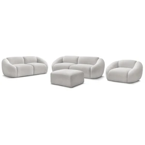 Comparateur de prix : Ensemble canapé droit fixe 3 + 2 places + fauteuil TINA tissu bouclett...