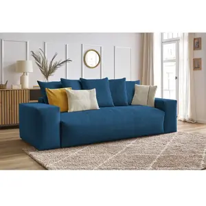 Bobochic canapé droit convertible coffre voltaire bleu foncé VOLTAIRE pas cher