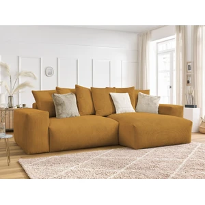 Canapé d'angle réversible VOLTAIRE velours côtelé Jaune BOBOCHIC TU