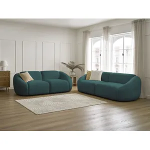 Ensemble canapé droit fixe 3 + 2 places TINA tissu bouclette Bobochic pas cher