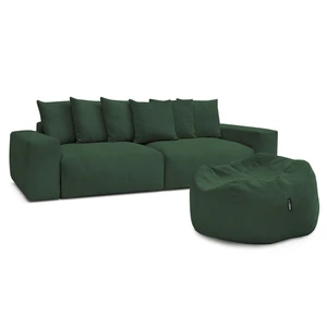 Canapé droit fixe 4 places VOLTAIRE velours côtelé avec pouf Bobochic pas cher