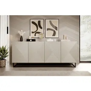 Bobochic - Buffet Buffet 4 portes 200 cm alice pieds en métal Beige pas cher