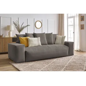 Canapé droit convertible coffre VOLTAIRE taupe   BOBOCHIC 3 places pas cher