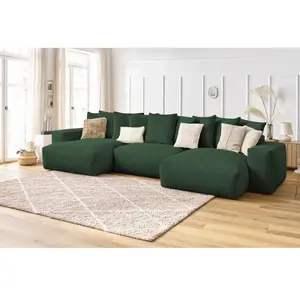 Comparateur de prix : Canapé panoramique fixe VOLTAIRE velours côtelé Vert Panoramique BOBOCHIC TU