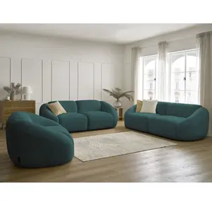 Ensemble canapé droit fixe 3 + 2 places + fauteuil TINA tissu bouclette Bobochic pas cher