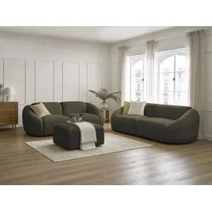 Comparateur de prix : Ensemble canapé droit fixe 3 + 2 places TINA tissu bouclette avec pouf Bobochic