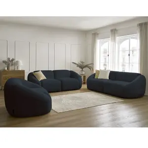 Ensemble canapé droit fixe 3 + 2 places + fauteuil TINA tissu bouclette Bobochic pas cher