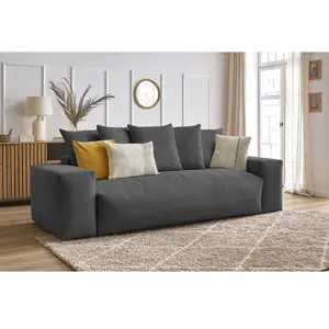 Bobochic canapé droit convertible coffre voltaire gris foncé VOLTAIRE pas cher