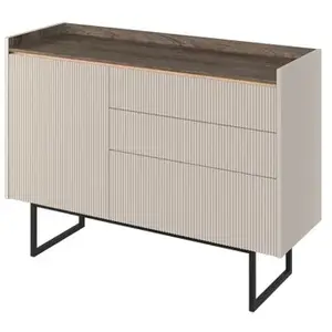 Commode BOBOCHIC - Commode 3 tiroirs 1 porte 118 cm LOUNA beige et eff...Vendu parbobochic-paris
