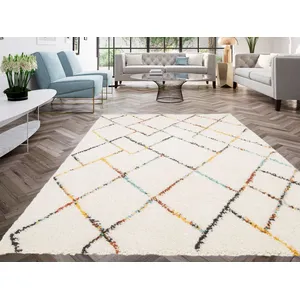 Tapis poils longs ELOISE motifs graphiques multicolore 160x230  BOBOCHIC pas cher