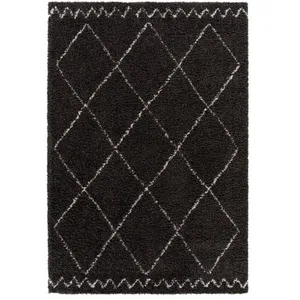 Tapis Bobochic Tapis poils longs simon motifs graphiques 160x230 Noir