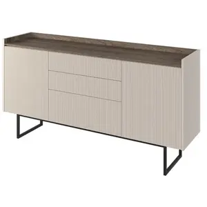 Buffet BOBOCHIC - Buffet 2 portes 166 cm LOUNA beige et effet bois ave... pas cher