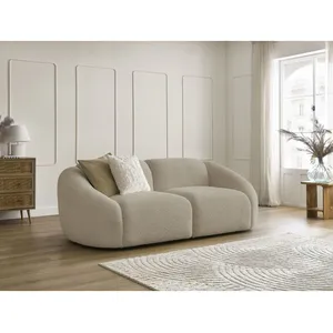 Bobochic canapé droit fixe 2 places tina tissu bouclette beige TINA pas cher