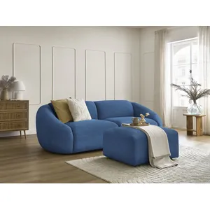 Canapé droit fixe 3 places TINA velours côtelé avec pouf Bobochic pas cher