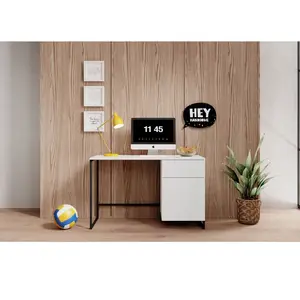 Bobochic bureau 1 porte et 1 tiroir alice pieds en métal blanc ALICE pas cher