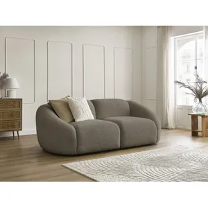 Bobochic canapé droit fixe 2 places tina tissu bouclette taupe TINA pas cher