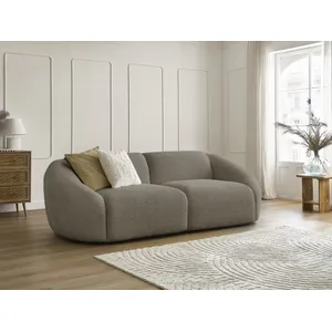 Bobochic canapé droit fixe 3 places tina tissu bouclette taupe TINA pas cher