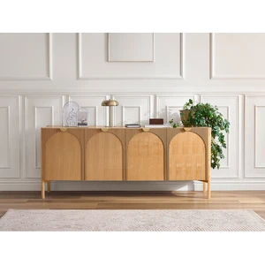 Buffet 4 portes 178 cm LOLA motif arrondi et placage frêne massif    BOBOCHIC