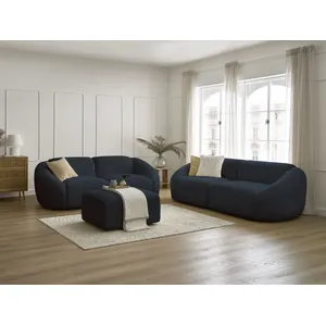 BOBOCHIC Ensemble canapé droit fixe 3 + 2 places TINA tissu bouclette avec pouf... pas cher
