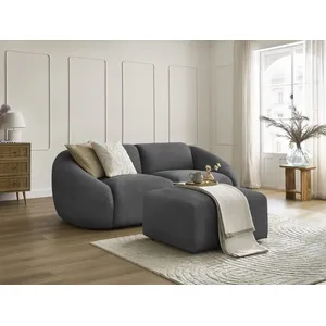 Canapé droit fixe 2 places TINA velours côtelé avec pouf Bobochic pas cher