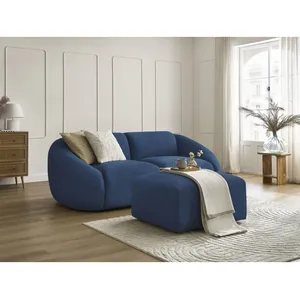 Canapé droit fixe 2 places TINA velours côtelé avec pouf Bobochic pas cher