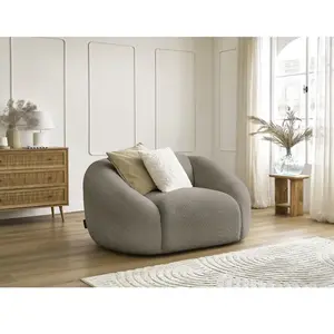 Bobochic fauteuil tina tissu bouclette taupe TINAVendu parbobochic-paris