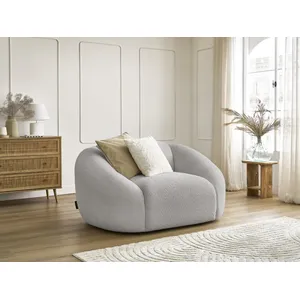 Bobochic fauteuil tina tissu bouclette gris clair TINAVendu parbobochic-paris