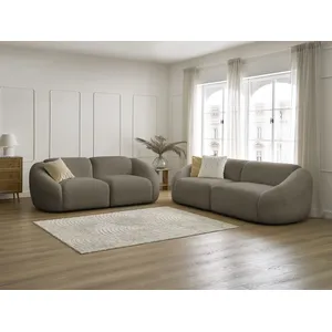 Ensemble canapé droit fixe 3 + 2 places TINA tissu bouclette Bobochic pas cher