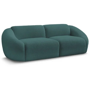 Canapé droit fixe 3 places TINA tissu bouclette bleu clair   BOBOCHIC pas cher