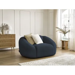Fauteuil Bobochic Fauteuil tina tissu bouclette Bleu foncé