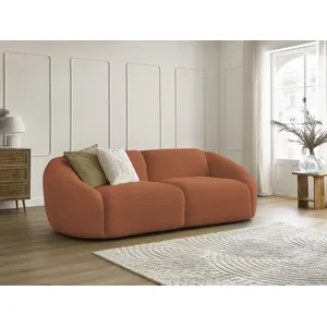 Bobochic canapé droit fixe 3 places tina tissu bouclette orange TINA pas cher