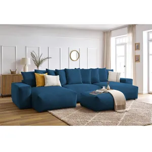 Canapé panoramique convertible coffre VOLTAIRE avec pouf Bobochic pas cher