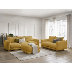 Ensemble canapé droit fixe 3+2 places ERNEST avec pouf jaune   BOBOCHIC pas cher