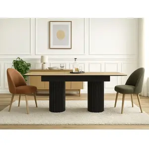 Comparateur de prix : Table à manger extensible BRAGA placage chêne massif  160 à 205 cm  BO...