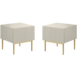 Bobochic lot de 2 chevets tiroir kasha pieds or beige KASHA pas cher