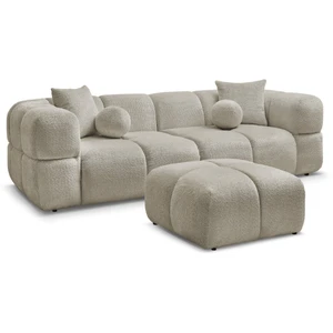 Bobochic canapé droit fixe 3 places cristina avec pouf taupe CRISTINA pas cher