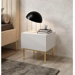 Bobochic lot de 2 chevets tiroir kasha pieds or blanc KASHA pas cher