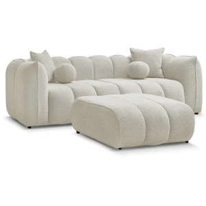 Bobochic canapé droit fixe 3 places denver avec pouf beige DENVER pas cher