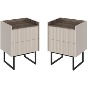 Comparateur de prix : Lot de 2 chevets LOUNA 2 tiroirs avec LED BOBOCHIC