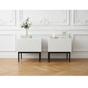 Bobochic lot de 2 chevets tiroir kasha pieds noir blanc KASHA pas cher