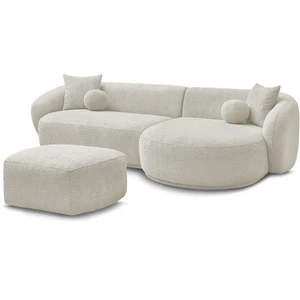 Comparateur de prix : Canapé d'angle fixe ASHLEY avec pouf Bobochic