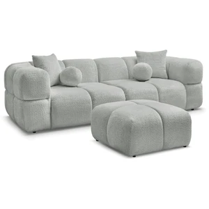 Comparateur de prix : Canapé droit fixe 3 places CRISTINA avec pouf gris clair BOBOCHIC