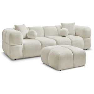 Bobochic canapé droit fixe 3 places cristina avec pouf beige CRISTINA pas cher