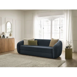 Canapé droit convertible déplimousse NEYO tissu lisse bleu foncé BOBOCHIC 3 places pas cher