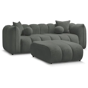 Bobochic canapé droit fixe 3 places denver avec pouf gris foncé DENVER pas cher