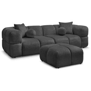 Comparateur de prix : Canapé droit fixe 3 places CRISTINA avec pouf gris foncé BOBOCHIC