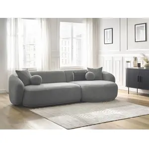Canapé d'angle fixe ASHLEY gris clair angle droit BOBOCHIC 4 places pas cher