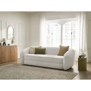 Bobochic canapé droit convertible déplimousse neyo tissu texturé blanc NEYO pas cher
