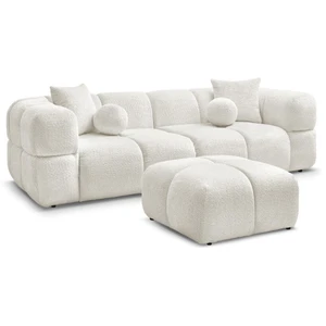 Bobochic canapé droit fixe 3 places cristina avec pouf blanc CRISTINA pas cher